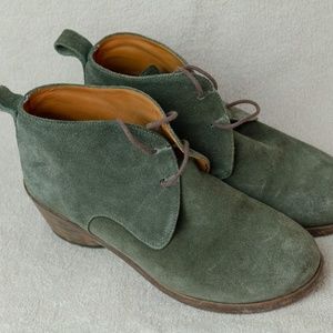 p. monjo green suede laced ankle boots